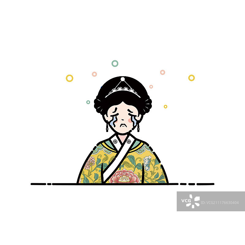 线条风宫廷小插画图片素材