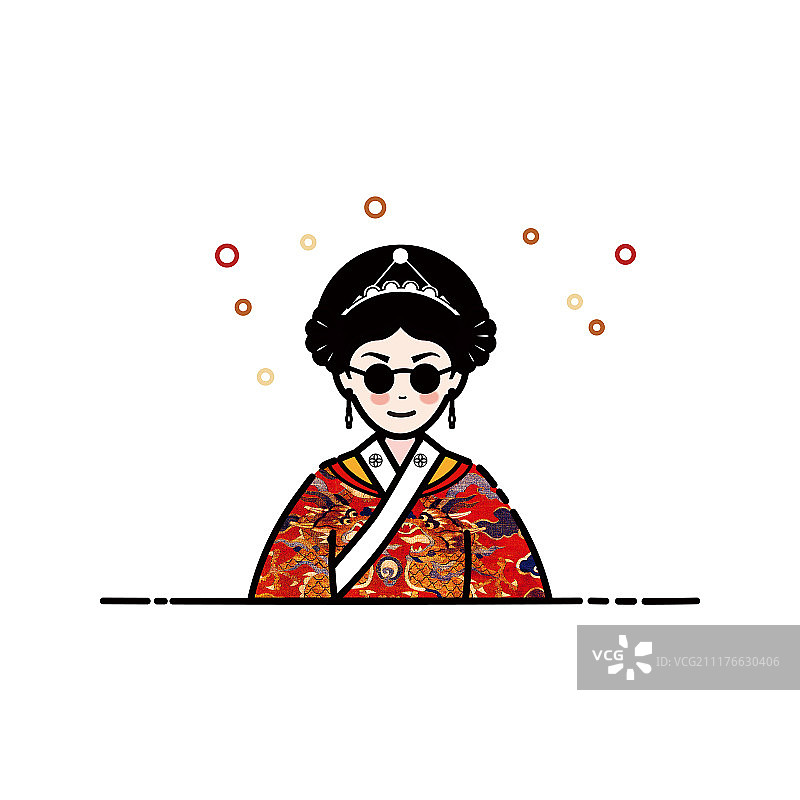 线条风宫廷小插画图片素材