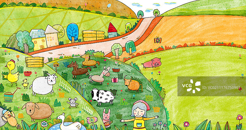 插画动物农场图片素材