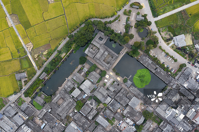 温州永嘉苍坡古村风景航拍图片素材