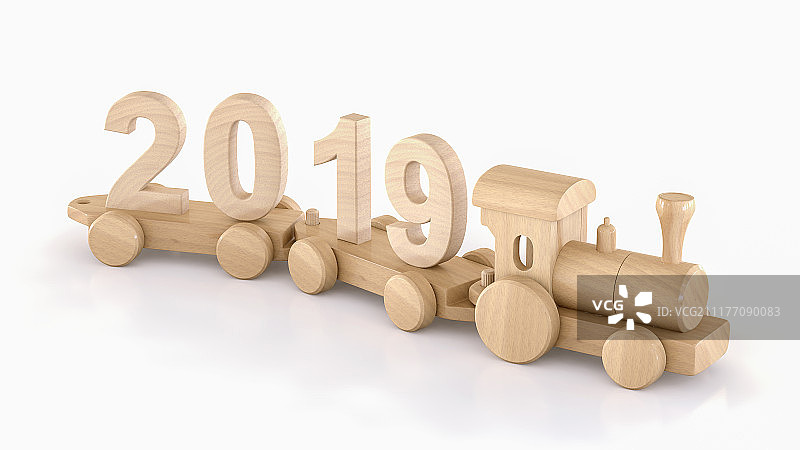 2019趣味年份火车积木图片素材