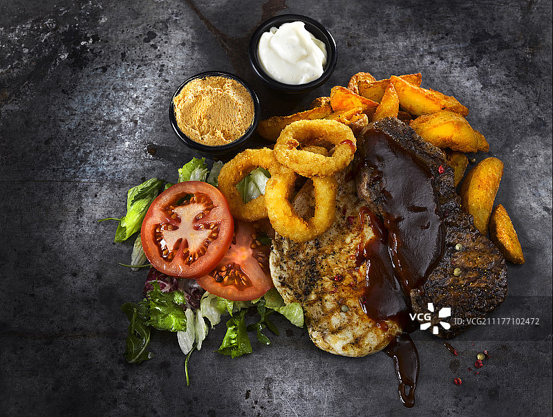 食品定量配给，金属背景图片素材