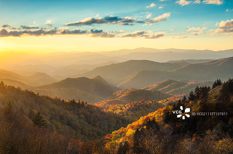 金色秋季黄昏图片素材