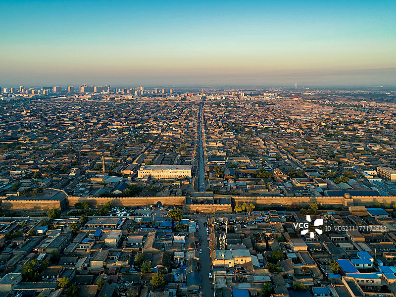 平遥古城日出航拍图图片素材