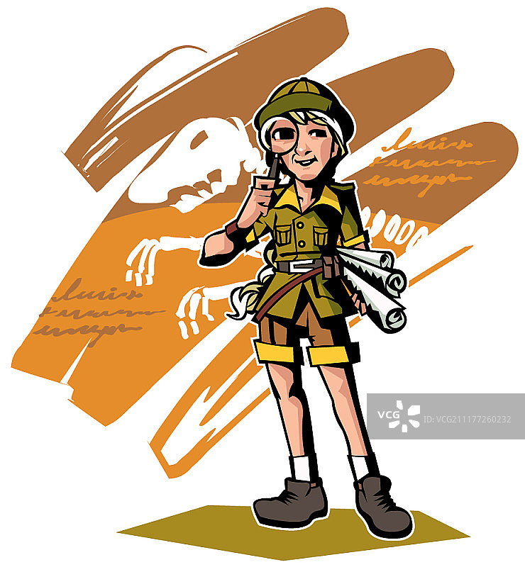 职业考古学家矢量插画图片素材