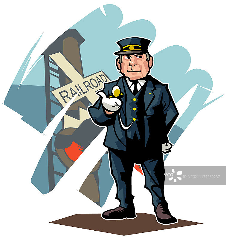 火车工程师职业矢量插画图片素材