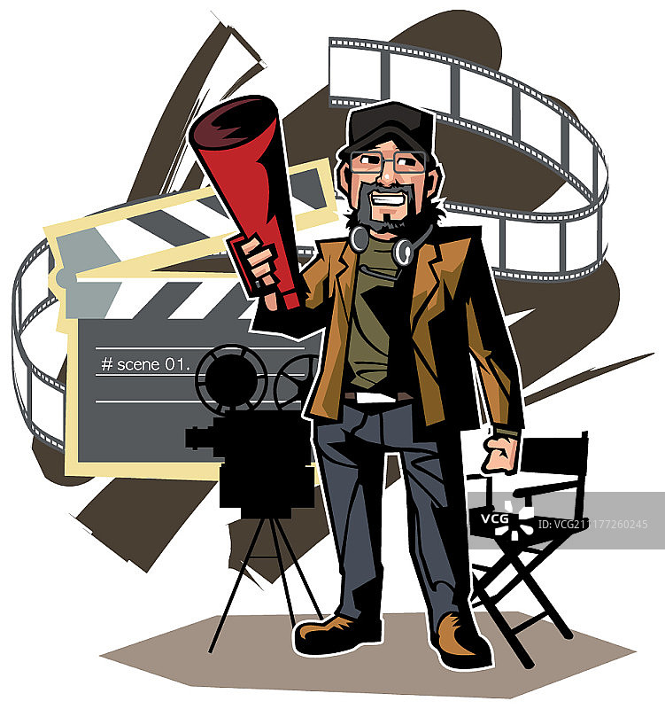 电影导演职业矢量插画图片素材