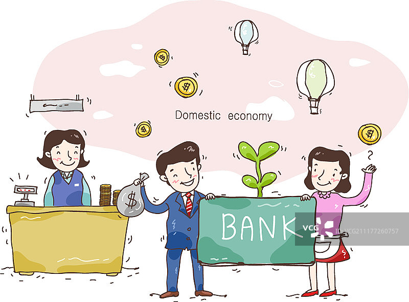 家庭与金融概念矢量图图片素材