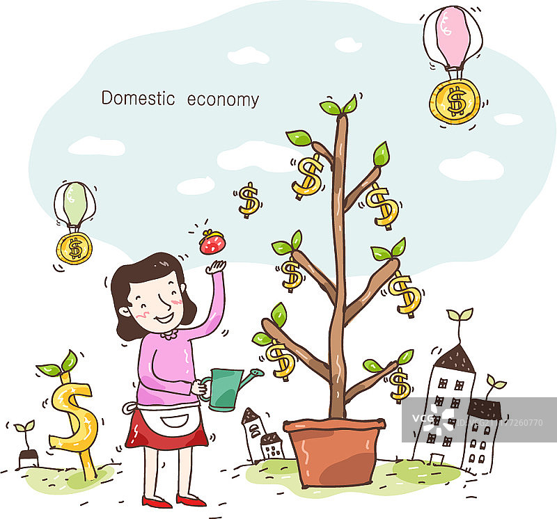 家庭与金融概念矢量图图片素材