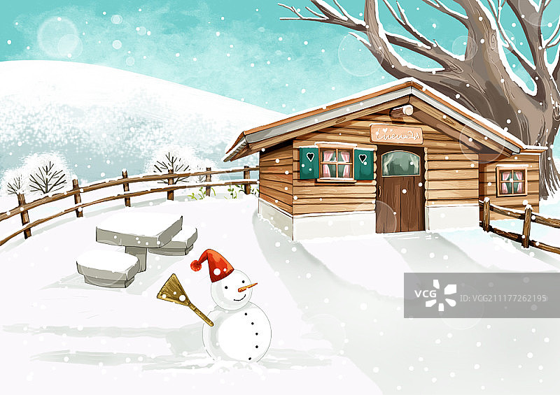 冬季风景插画图片素材