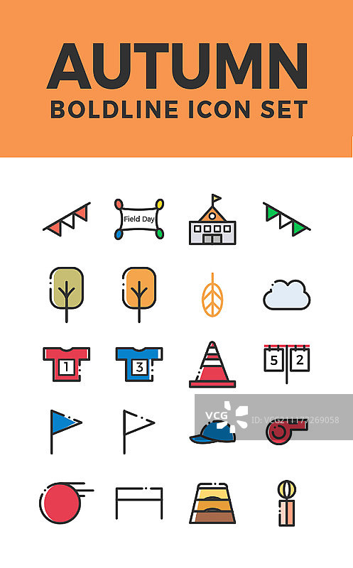秋季主题粗线条图标集图片素材