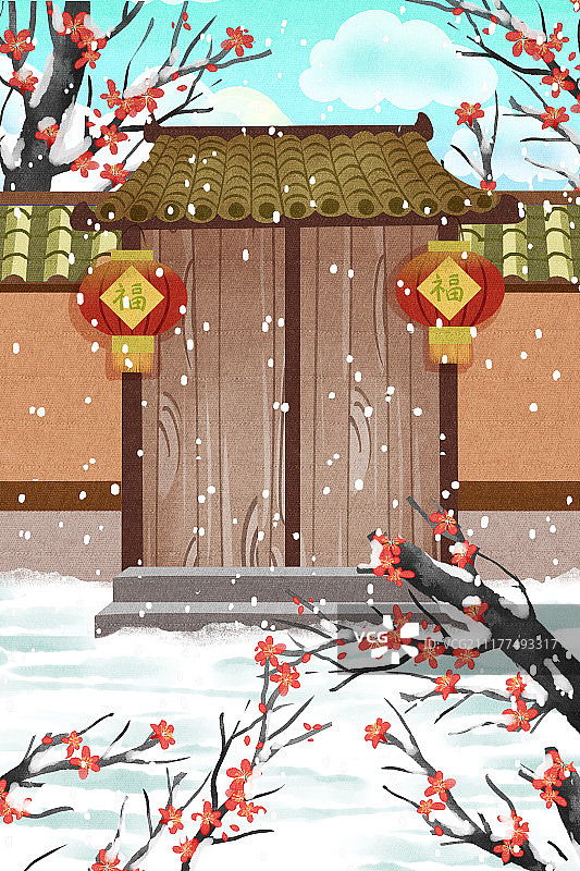 传统春节民俗场景系列图片素材