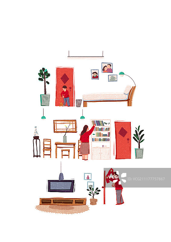 春节扫房子图片素材