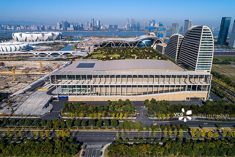 航拍 杭州国际博览中心图片素材