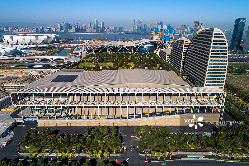 航拍 杭州国际博览中心图片素材