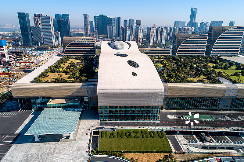 航拍 杭州国际博览中心图片素材