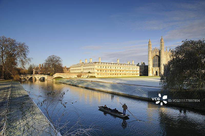 英国剑桥剑河霜冻景色图片素材