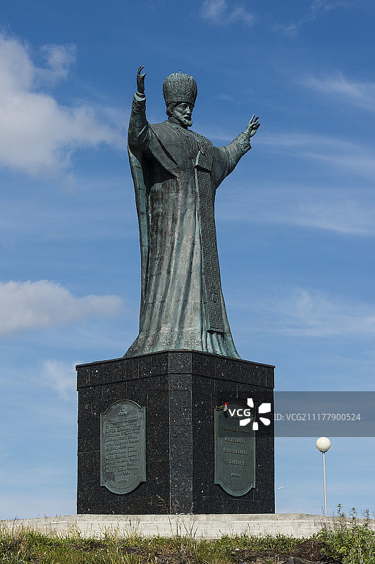 俄罗斯楚科奇自治区阿纳德尔的圣尼古拉斯雕像图片素材