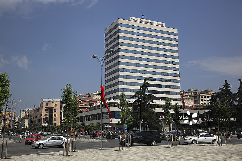 阿尔巴尼亚地拉那斯坎德培广场和地拉那酒店图片素材