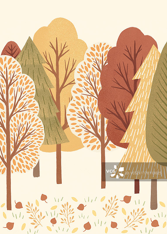 秋天树林插画图片素材