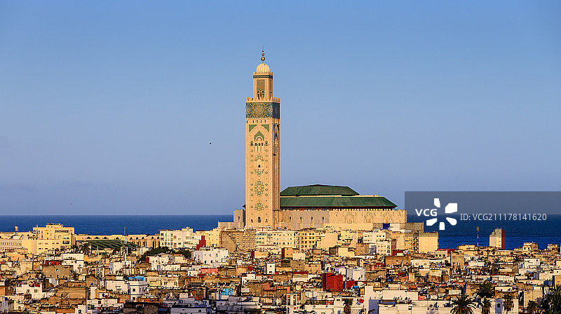 摩洛哥哈桑二世清真寺航拍图片素材