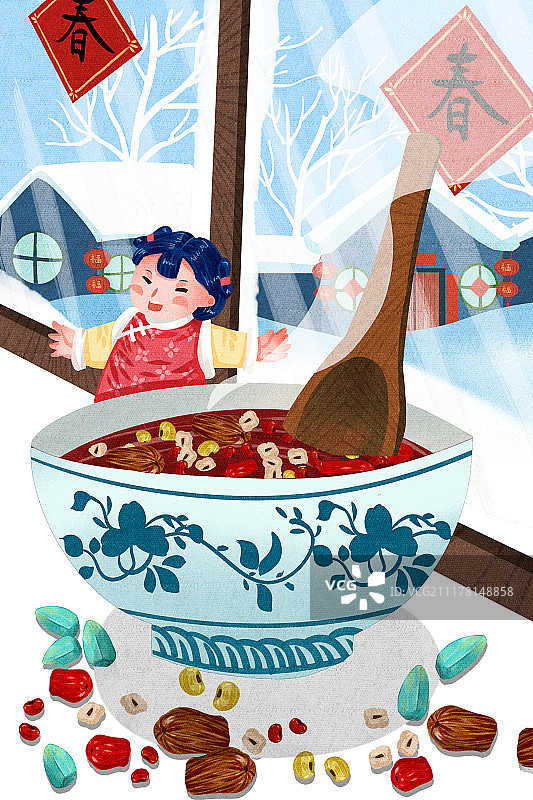 可爱喜庆腊八节系列图片素材