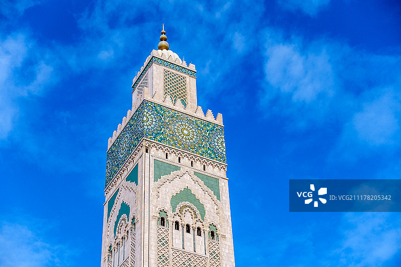 哈桑二世清真寺宣礼塔特写图片素材