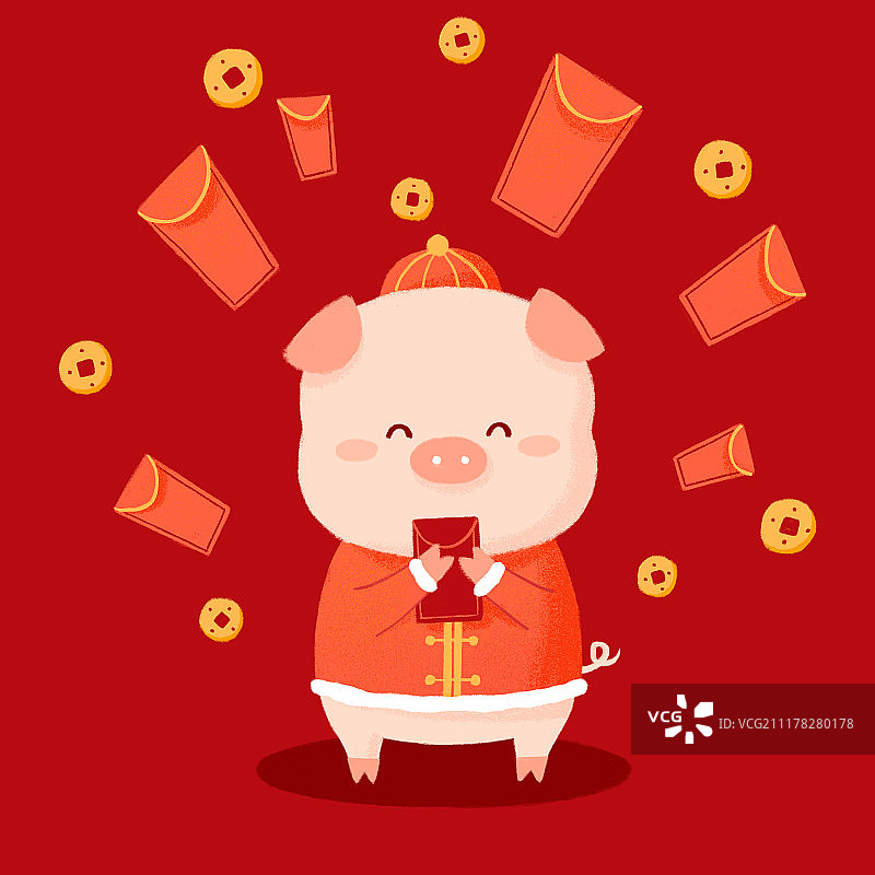 猪年春节新年插画图片素材
