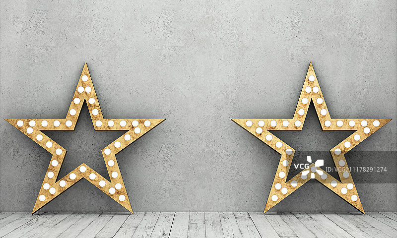 带有复古星的混凝土墙和木地板图片素材