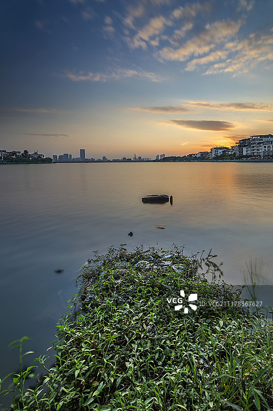 西湖日落图片素材