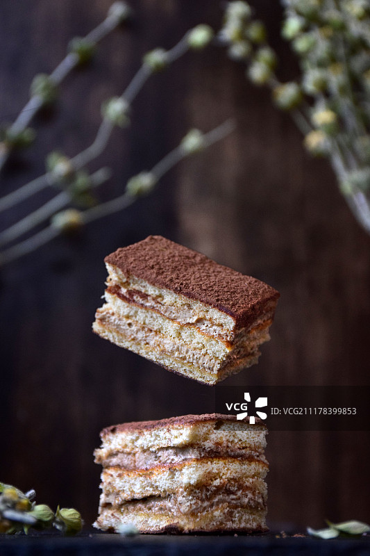 飞翔的提拉米苏蛋糕图片素材