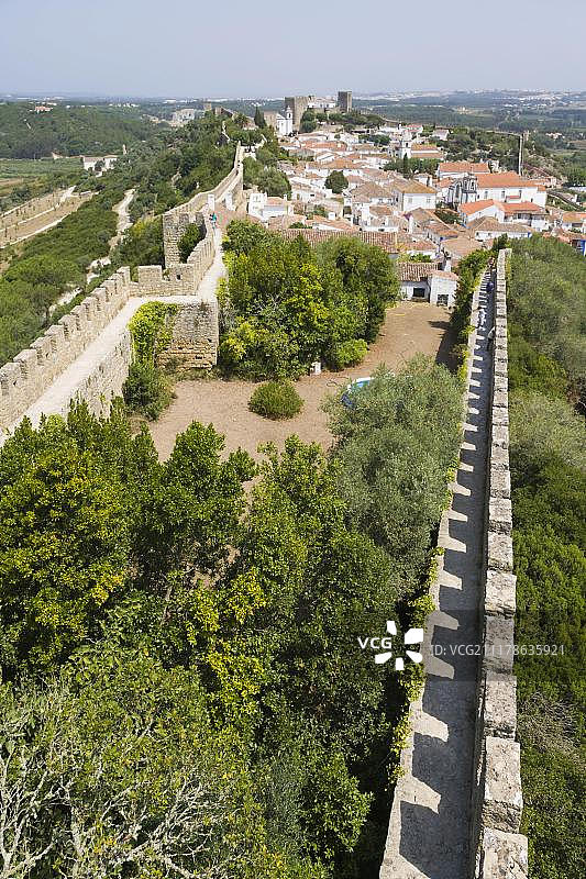 从奥比多斯城墙眺望奥比多斯，葡萄牙图片素材