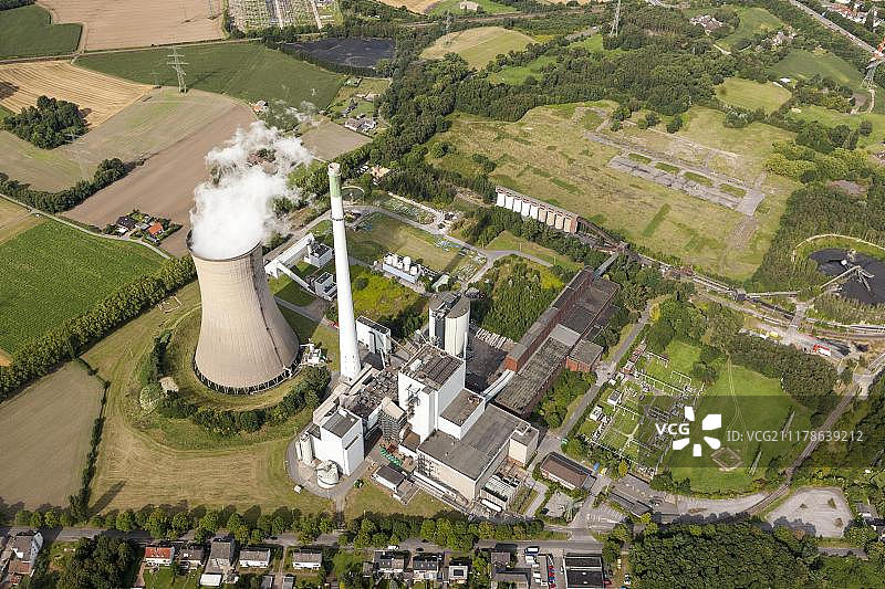 多特蒙德布吕宁豪森发电厂航拍，德国图片素材