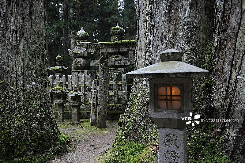 日本奥之院石灯笼，世界遗产高野山图片素材
