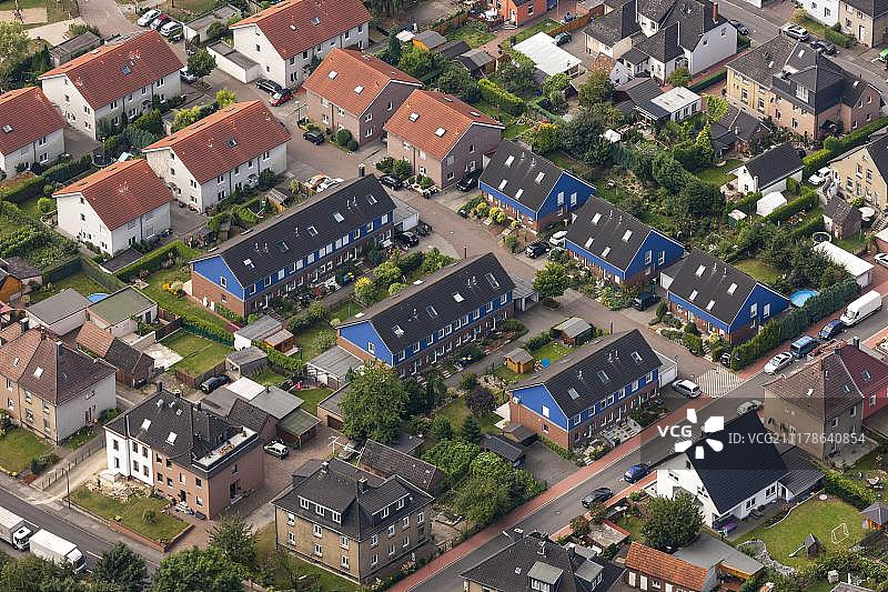 德国北莱茵-威斯特法伦州奥尔-埃尔肯施维克阶梯式房屋航拍图片素材
