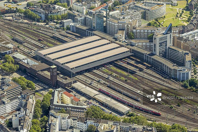 德国杜塞尔多夫中央火车站航拍图片素材