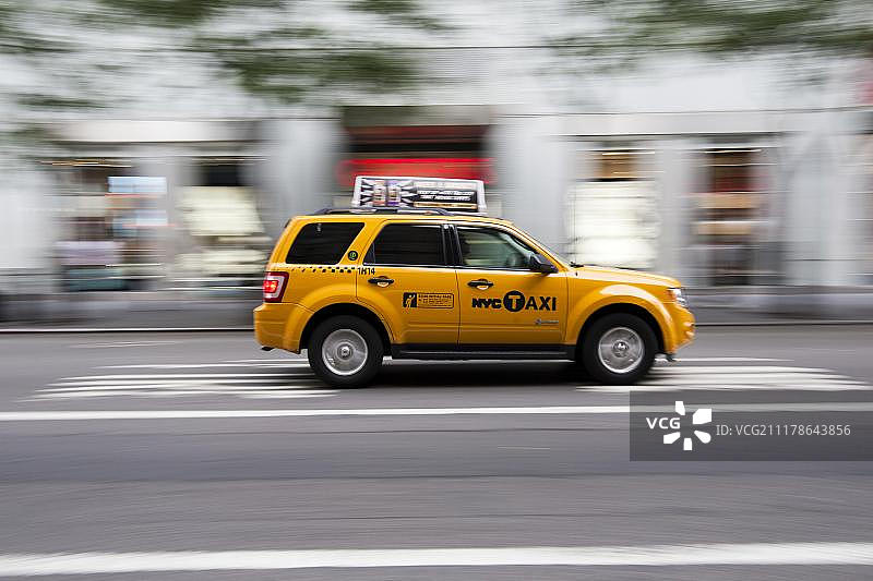 黄色出租车，出租车，曼哈顿，美国纽约市，北美图片素材
