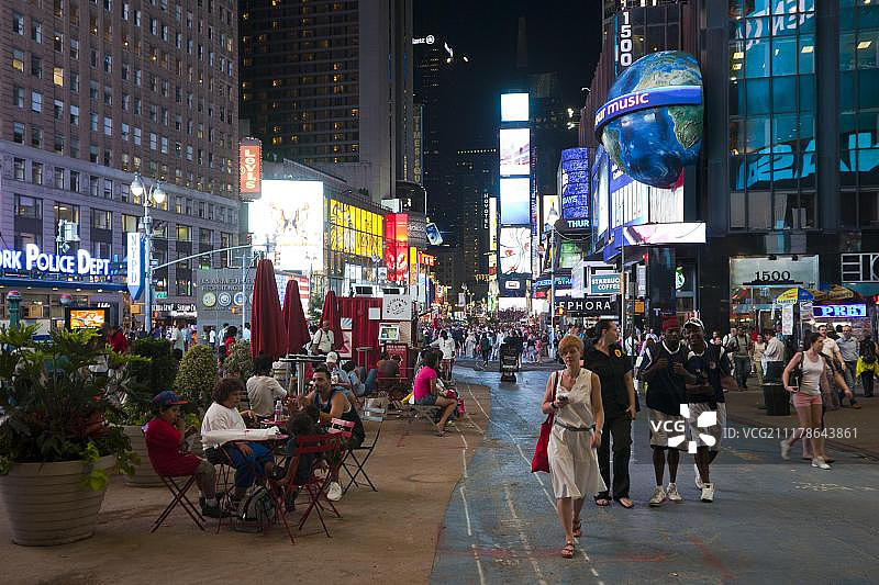 美国纽约曼哈顿时代广场夜景图片素材