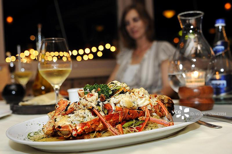 墨西哥坎昆餐厅的龙虾菜肴图片素材