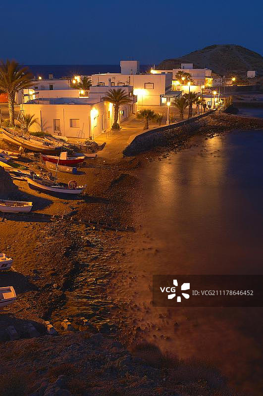 加塔角，莫罗小岛渔村，西班牙阿尔梅里亚加塔角-尼哈尔自然公园图片素材