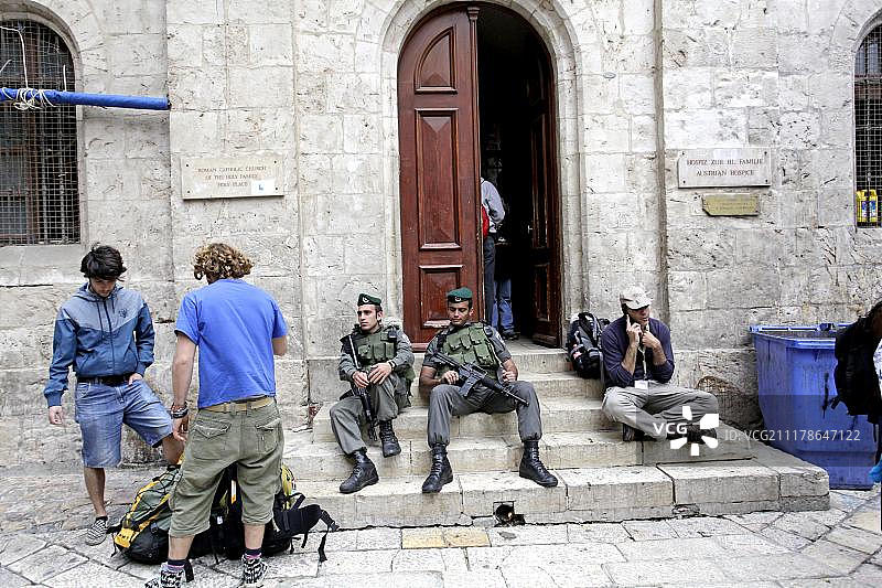 耶路撒冷耶稣受难日游行的边缘，以色列，中东，亚洲图片素材