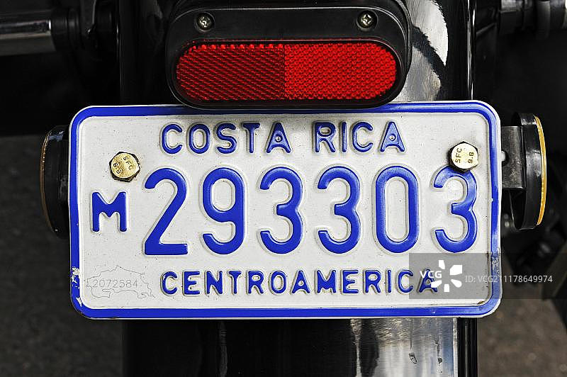 摩托车牌照，哥斯达黎加圣何塞，中美洲图片素材