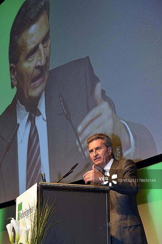 根特尔·H·奥廷格，欧盟能源专员，欧洲共同体委员会成员，负责能源，2012年企业家日会议，斯图加特，巴登-符腾堡州，德国，欧洲图片素材