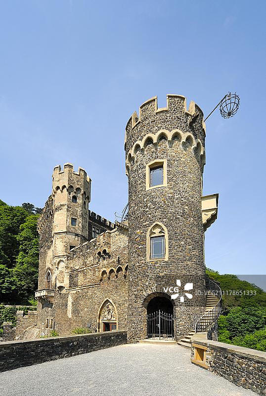 莱茵施泰因城堡，位于德国莱茵兰-普法尔茨州，联合国教科文组织世界遗产图片素材