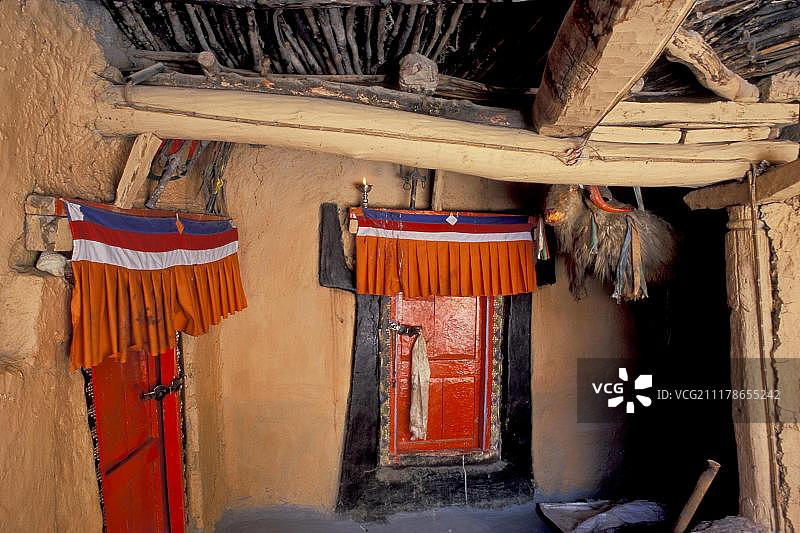 丹卡寺，斯皮提山谷，拉豪尔和斯皮提县，喜马偕尔邦，印度喜马拉雅山脉，北印度，亚洲图片素材