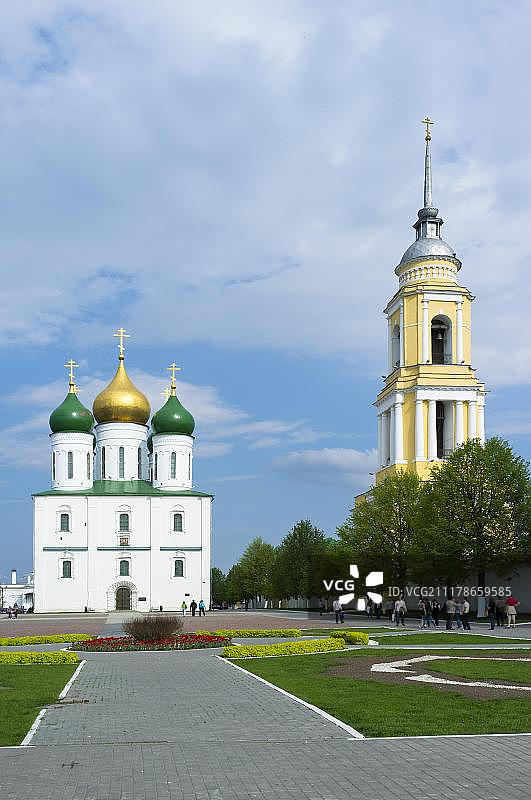 科洛姆纳克里姆林宫的升天大教堂，俄罗斯科洛姆纳图片素材