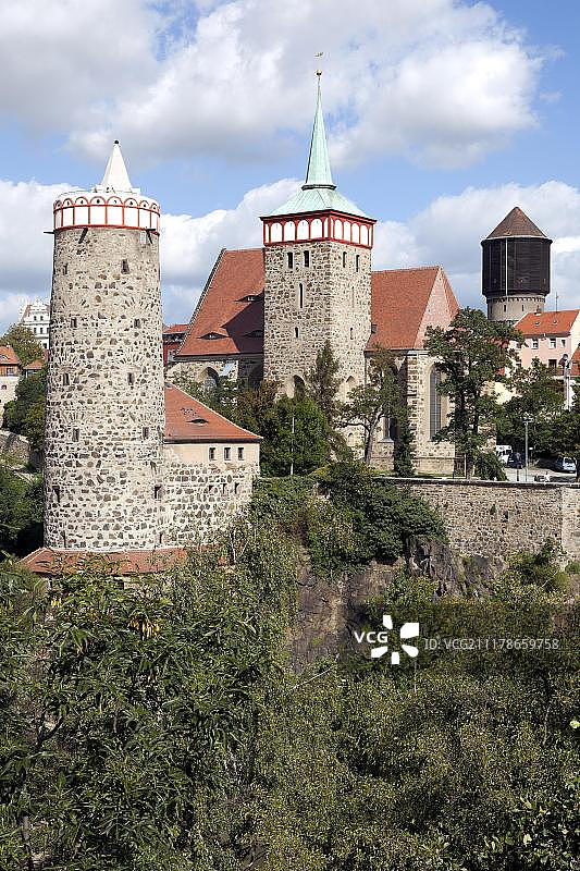 德国萨克森州包岑的旧水厂和圣米歇尔教堂图片素材