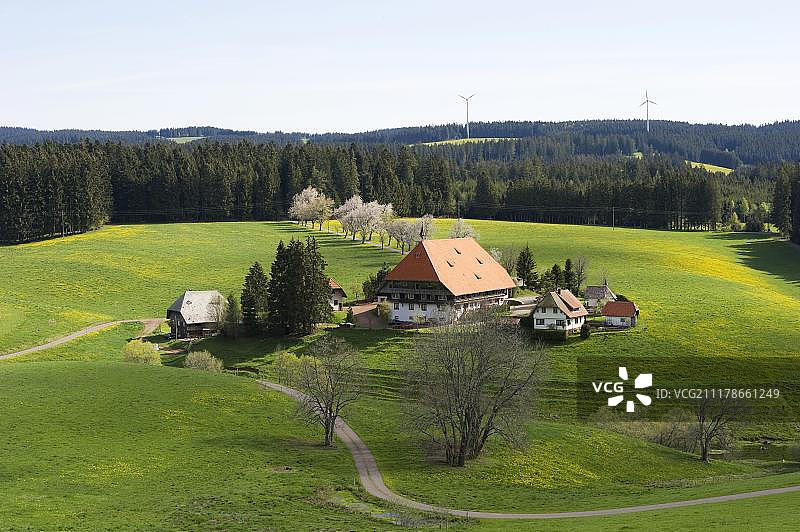 富特旺根附近的奥伯法伦格伦德霍夫农舍，德国黑森林图片素材