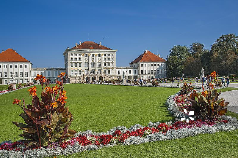 宁芬堡宫公园花坛，德国慕尼黑图片素材