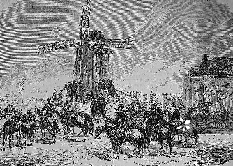 1871年1月19日，圣昆丁战役中，费德伯将军在风车上的位置，历史插图，1870 - 1871年插图战争编年史，德法战役图片素材